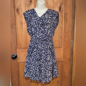 Chic Navy Leopard Print Mini‎ Dress